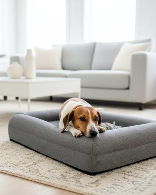 Jax Bed - Orthopaedic Memory Foam Dog Bed - LINEN GREY