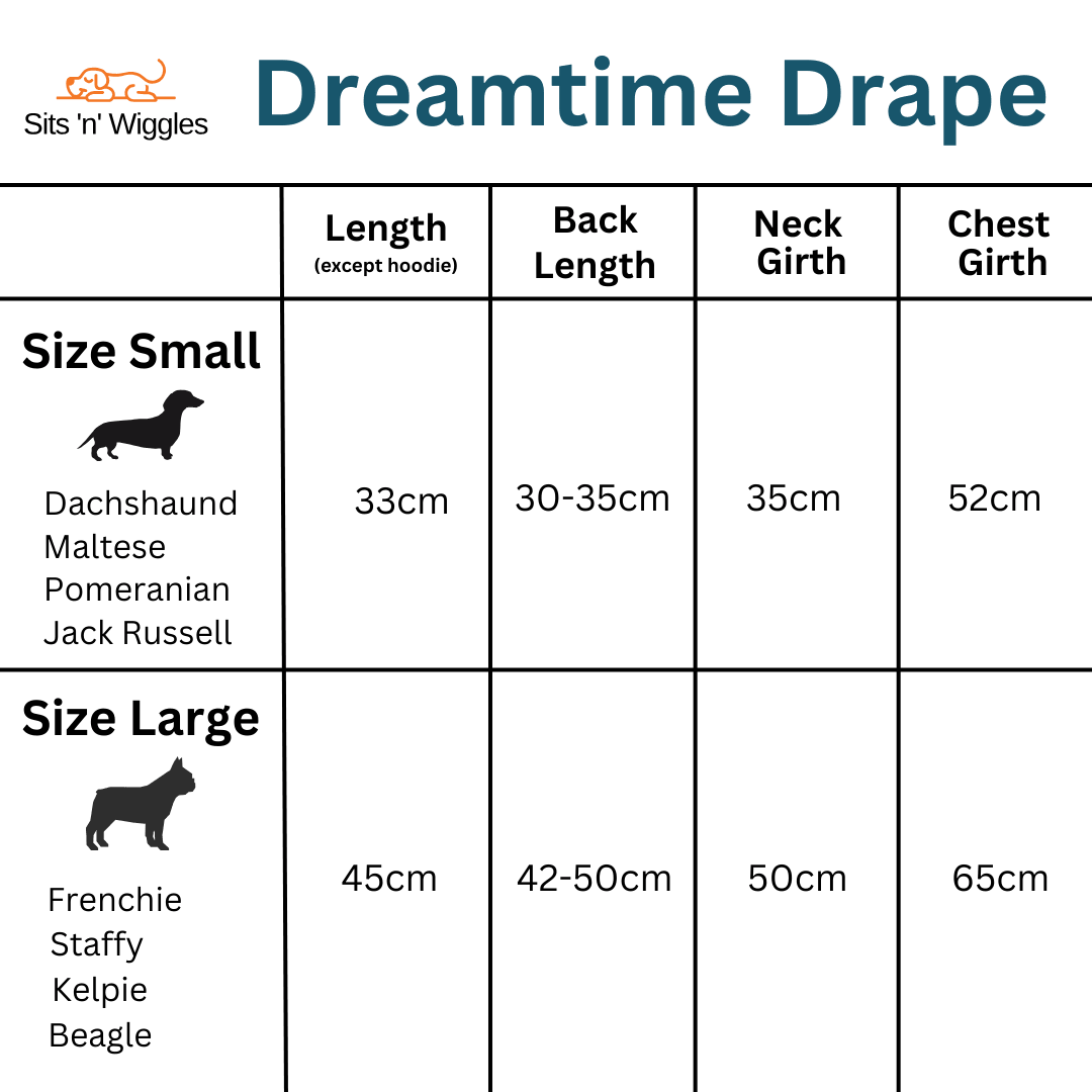 dreamtime_size_guide - Sits 'n' Wiggles