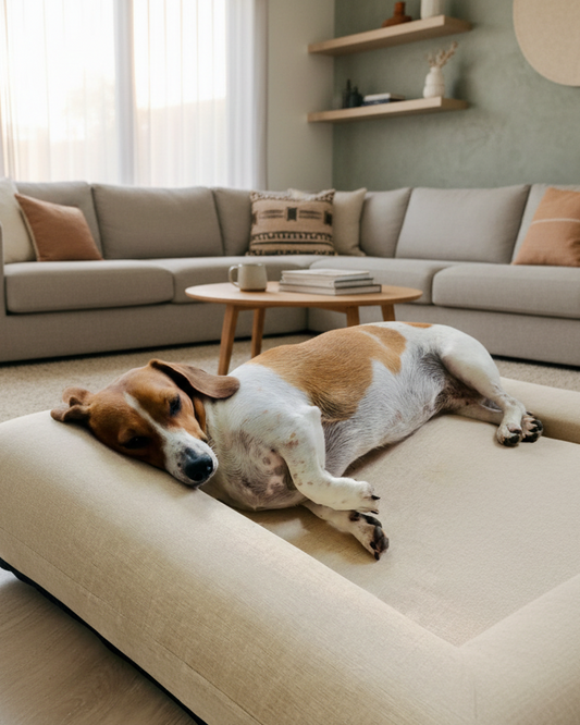 Jax Bed -  Orthopaedic Memory Foam Dog Bed - LINEN BEIGE