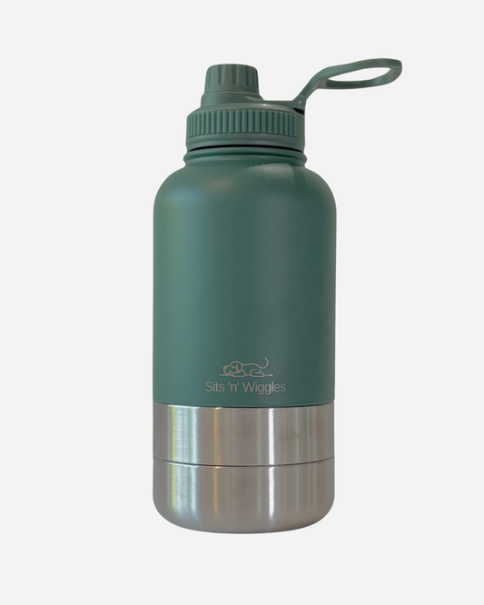 Rainforest Scout Adventure Bottle with Gulp Lid and two detachable stainless steel dog bowls